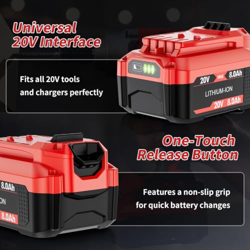 Image of 2Pack 8.0Ah Replacement for Craftsman 20V Battery V20 Lithium Batteries Compatible with Craftsman v20 Battery Power Tools CMCB205 CMCB204 CMCB206 CMCB202 CMCB201