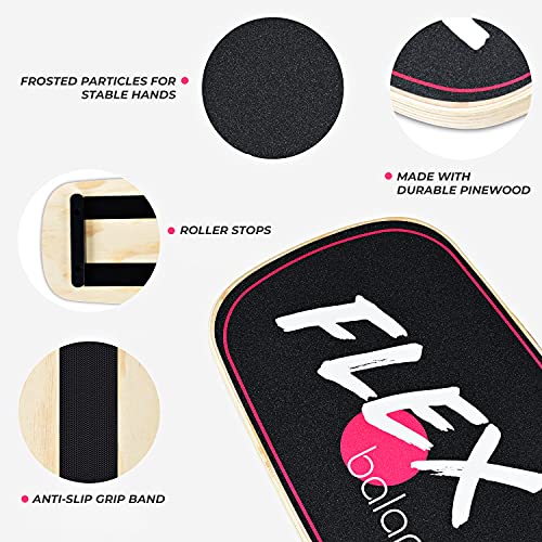Flex-FIT-Balance-Board-2-In-1-Wooden-Balance-Board-Trainer-with-Roller-and-Rocker-Home-Training-Board-Balancing-for-Surf-Ski-Snowboard-and-Skateboarding