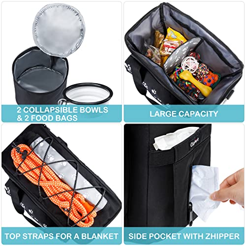 CLAWIST Dog Travel Bag, Airline Approved Dog Bags for Traveling, 2 Dogs Food Travel Container and Collapsible Bowls for Supplies, Overnight Pet Travel Kit Accessories - Image 4