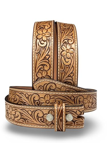 Western Leather Belt for Women Full Grain One Piece Leather Cowgirl Belt Handmade Engraved Tooled 1.5” Wide