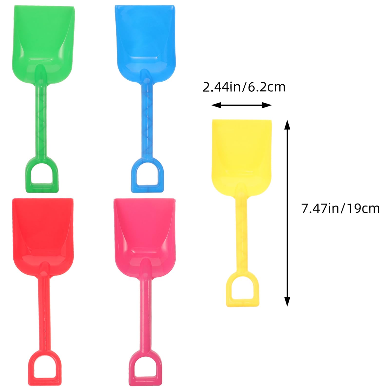 Kisangel Children's Beach Shovel Set 5 Shovels in Assorted Colors Lightweight Portable Great for Parties Outdoor Fun