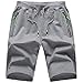 Produktbild JustSun Kurze Hosen Herren Shorts Sommer Kurze Jogginghose Baumwolle Sweat Sport Shorts mit Reißverschluss Grau XL