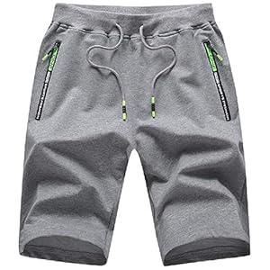 JustSun Herren Shorts Kurze Sporthose Baumwolle Stretchstoff mit Reißverschluss