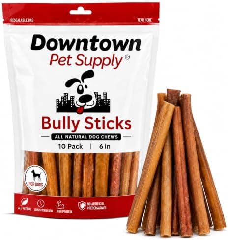 Downtown Pet Supply Bully Sticks for Dogs - Natural 6 Inch Beef C...