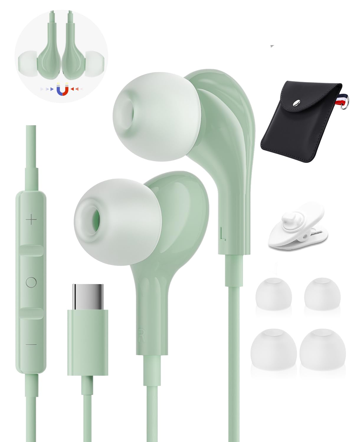 Cuffie USB C per Samsung Galaxy S26 S25 Ultra S24 S23 A55 A53 A54 S56 A16 MagneticiAuricolari USB Type C HiFi Stereo Microfono con filo Cuffie Type C compatibile iPhone 15 16 Flip 4 Pixel 10 9 8 7