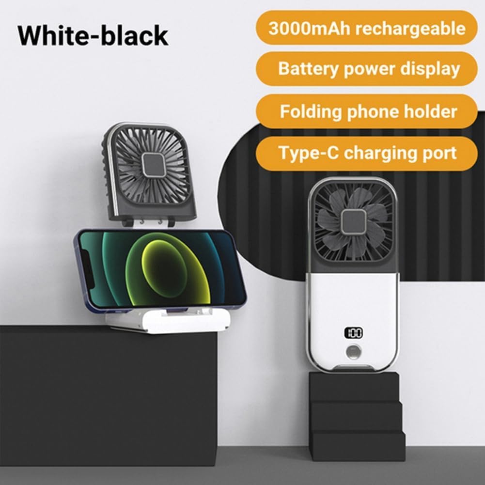 Cichy Draagbare miniventilator, USB oplaadbare persoonlijke ventilator, 180° opvouwbare handventilator voor reizen/kantoor/thuis/buiten Wiatraki stojące