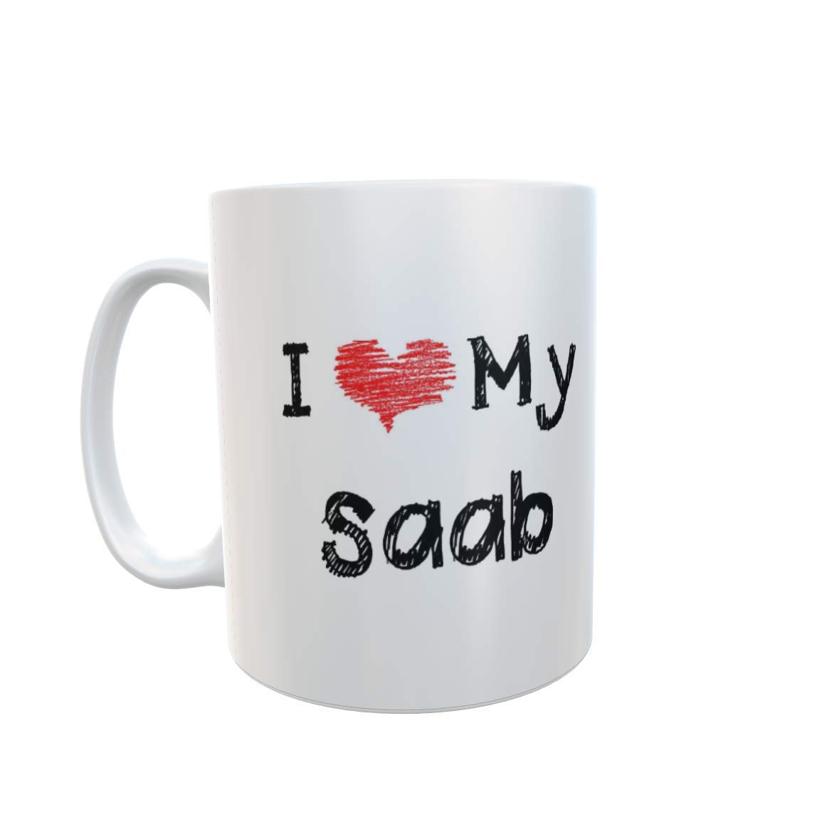 Decalarama SAAB Mug Gift – I Love Heart My - Novelty Cute Car Owner Driver Ceramic Cup