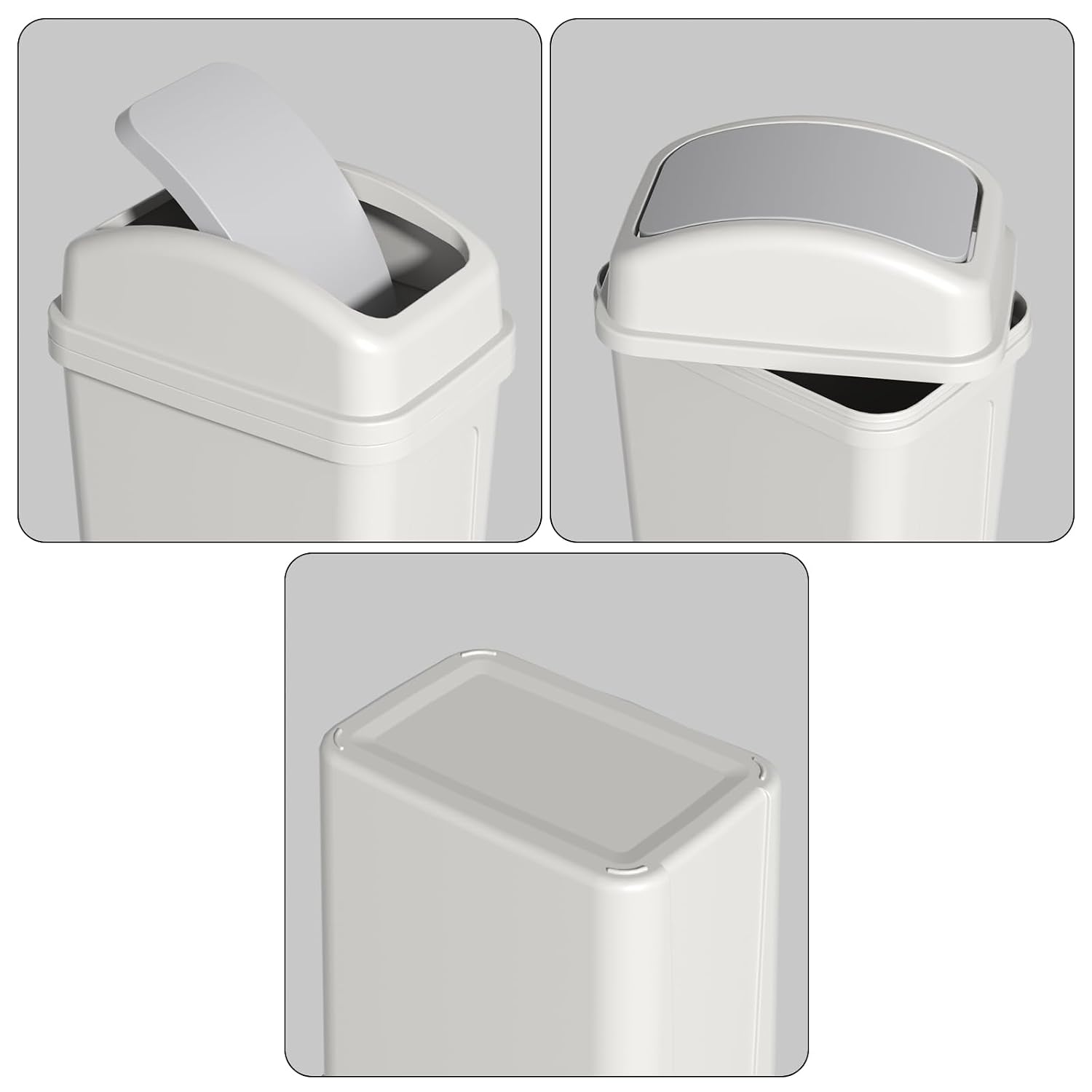 Zopnny 1.8 Gallon / 7 L Small Bathroom Trash Can, Swing Lid Garbage Can Waste Basket for Compact Spaces Under Tables & Counters, Grey