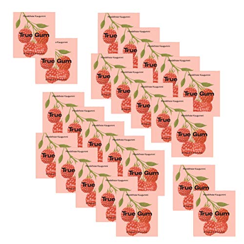 True Gum - Plastikfreie Kaugummi - Himbeere & Vanille - 24 x 21 g - 100% Biologisch abbaubar Cover