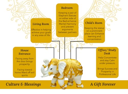 Image of Ekhasa Elephant Show Pieces for Home Decor Living Room Decorative Items | Showpieces Gift Items for Decoration | Center Table Tv Unit Showcase Shelf Office Desk Interior Artifacts Vasthu Statue