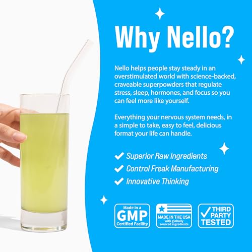 Image of Nello Supercalm Powdered Drink Mix, Cortisol Reducer and Sleep Aid Supplement, L Theanine, Ksm-66 Ashwagandha, Magnesium Glycinate, Vitamin D 3, No Sugar, Non GMO, On The Go, 20 Ct, Honeydew Melon