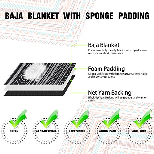Copap 5pc Black & Gray Colorful Stripe Rear Seat Covers Baja Bucket Gray Saddle Blanket Weave Universal Back Seat Covers with 3 Headrests