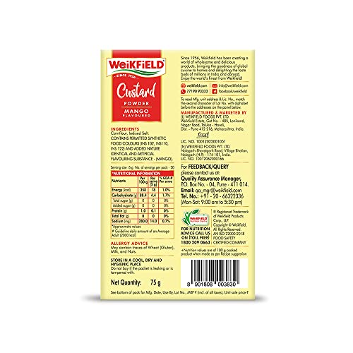 Image of Weikfield Custard Powder, Mango Flavour 75g (Pack of 4)