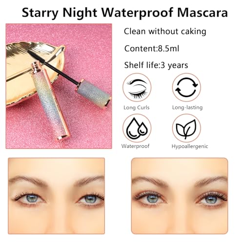 Guegine 2PCS Mascara Waterproof, 4D Silk Fiber Lash Mascara Mascara Waterproof Lasts All Day No Clumping Waterproof Sweatproof and Smudge-Proof Long-Lasting Make Eyelashes Longer and Thicker - Image 3