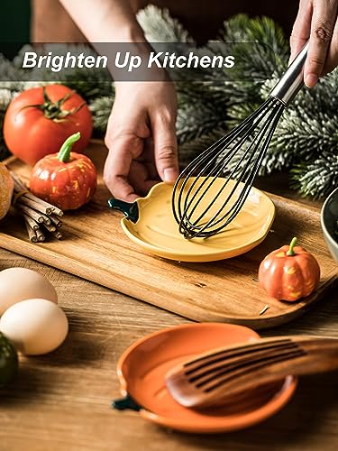 YHOSSEUN Ceramic Spoon Rest for Stove Top, Pumpkin Spoon Holder for Kitchen Counter, Cute Utensil Rest Ladle Holder for Halloween Thanksgiving, Farmhouse Fall Table Decor Cooking Gifts, Yellow - Thumbnail 6