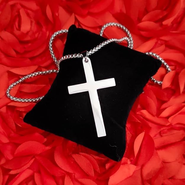 Image of Cross Necklace for Men Anti Silver Cross Pendant with Neck Chain | Christian Holy Cross Necklace Pendant for Boys