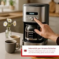 Solis Aroma Brewer Filterkaffeemaschine Typ 1021 – Frisch gebrühter Kaffee auf Knopfdruck, mit Timer, Aromawahlschalter, 1,8L Wassertank, Warmhaltefunktion, Edelstahl-Design, Glaskanne & Dosierlöffel – Ansicht 3