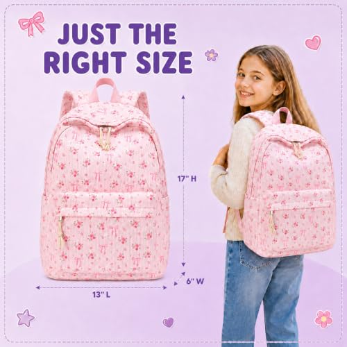 Image of BTOOP School Backpack for Teens Large Corduroy Bookbag Lightweight 15.6 inch Laptop Bag for Girls Women Casual High School College