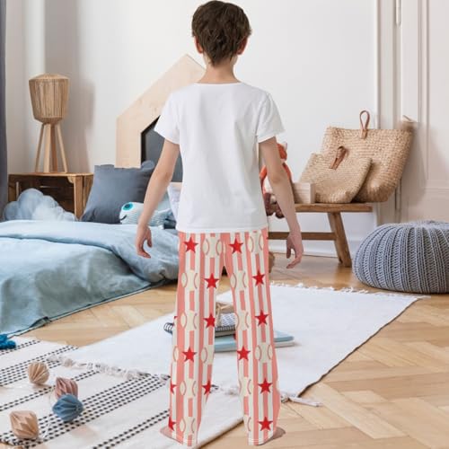 Boy's Pants Baseball Coral Jogger Pants Elastic Waist Long Bottoms Trousers with Pockets 6-14 Years3