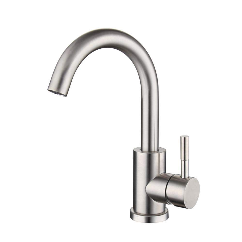 Mitigeur lavabo acier inoxydable 304 brossé au design épuré