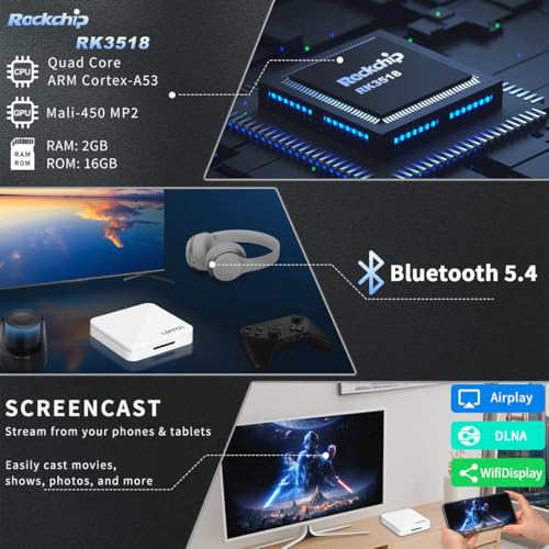 Image of Android 14.0 TV Box 2025, LEFFOT H313 4K Ultra HD Streaming Device for TV | 2GB RAM + 16GB ROM, Smart TV Box with Voice Remote, BT 5.4, USB 3.0, HDR 10, 2.4G & 5G WiFi 6