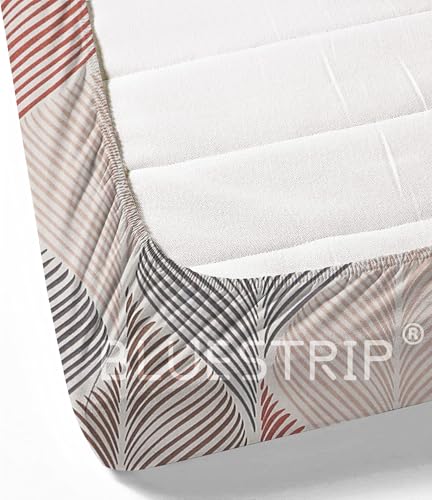 Image of Blue Strip 220TC Glace Cotton Elastic Fitted Bedsheets Single Bed with 1 Pillow Cover | Single Bed with All Around Elastic, Size 42 inch x 75 inch Inches