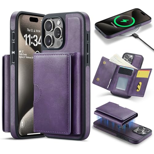 Portefeuille iPhone 15 Pro Max amovible et antichoc bloquant le RFID