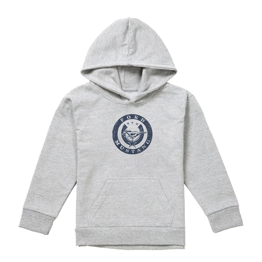 Lucky Ford Mustang Youth Kids Boy Girls Pull-Over Hoodie, Athletic Heather, 12-13