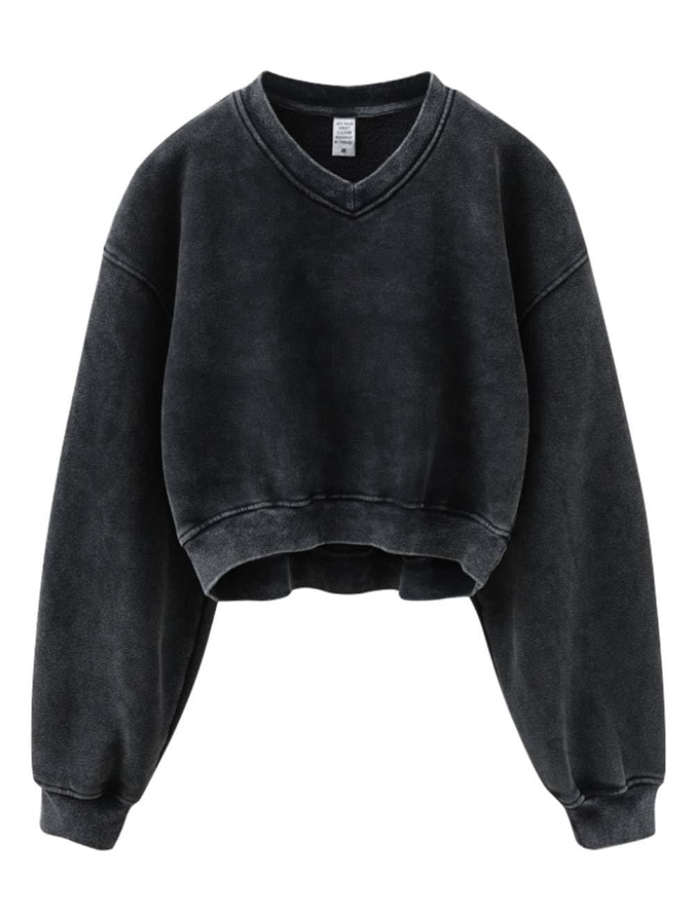 Hatant Sweatshirt for Women Acid Wash Athletic Hoodie Heritage Fleece V-neck Long Sleeve Hoodie Fleece Women Sweatshirt