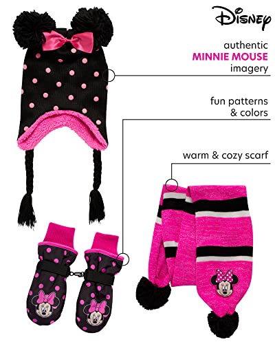 Disney Girls' Insulated Snow Glove Set – Minnie Mouse or Frozen Winter Hat, Scarf, and Mitten or Gloves (Toddler/Little Kid)2