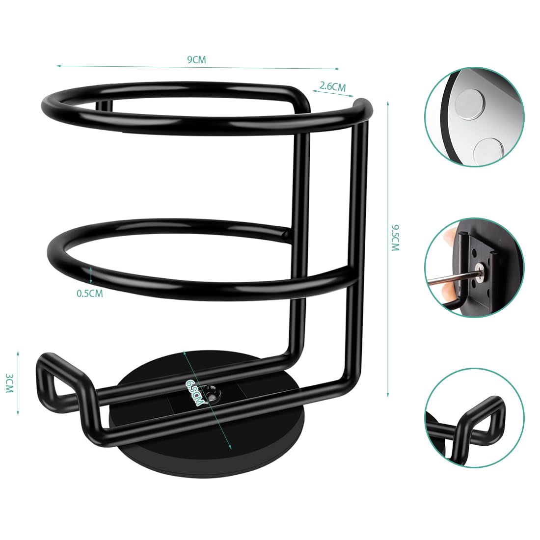 Portavasos magnético de acero inoxidable SUS 304, soporte magnético para bebidas para refrigerador, coche, autobús escolar, tractor, cortacésped, negro, 1 paquete 2