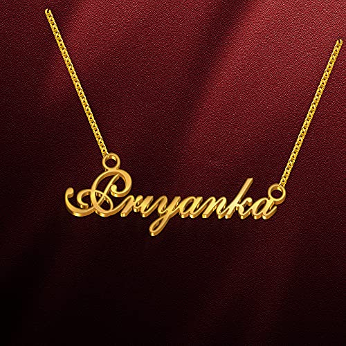 Image of Priyanka Cursive Gold & Silver Name Pendant Necklace, Best Jewelry Gift for Girls.