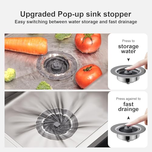 Colador y Tapón para Fregadero de Cocina 3 en 1 Acero Inoxidable miniatura 3