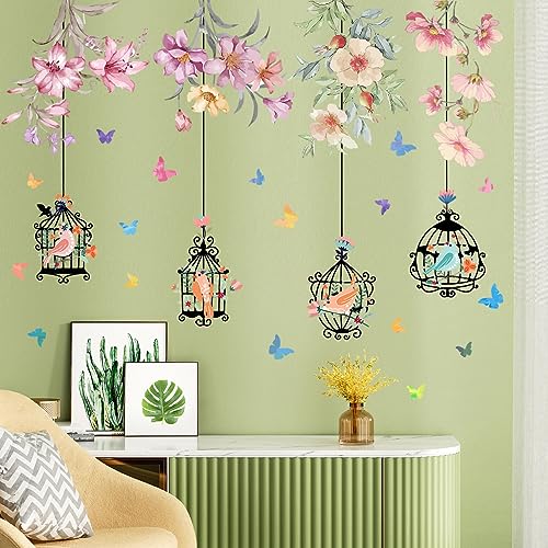 Vinilos Decorativos con Diseño de Jaula y Flores, Pack 2 miniatura 3