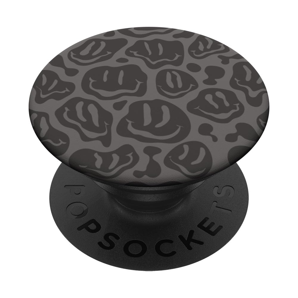 Gray Dripping Smile Face PopSockets Adhesive PopGrip