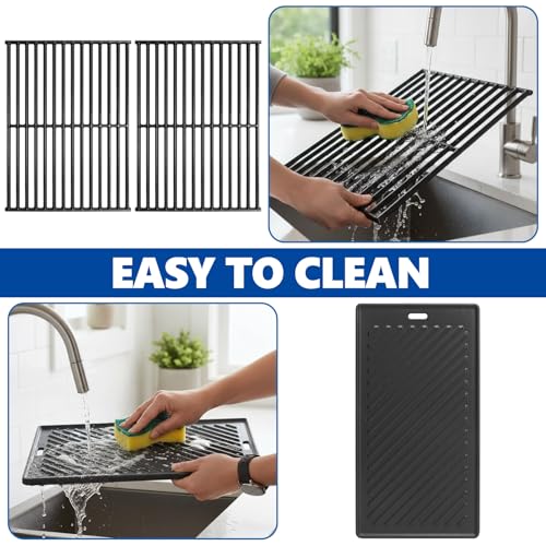 Image of SafBbcue Replacement Parts for Monument Mesa 400, 25392 and 13478, A005 Cast Iron Griddle and 98888 Cast Iron Grill Grates for Monument Grills 4-Burner Propane Gas Grill Accessories