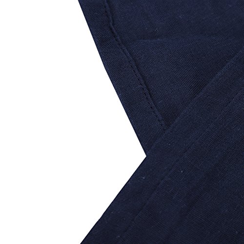 Women Men Kimono Robe Bathrobe Cotton Sleepwear Dressing Gown Loose Loungewear Dark Blue