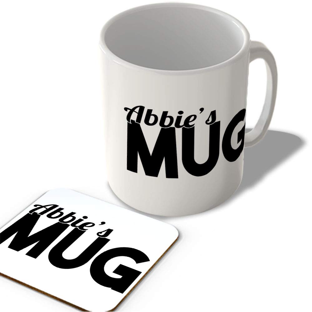 Mcmug White - Abbie's Mug - Name Mug And Coaster Set, Ceramic, 11Fl.oz.