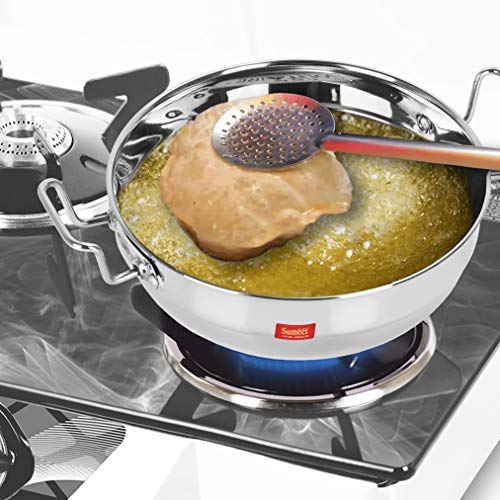 Sumeet Stainless Steel Induction Bottom (Encapsulated Bottom) Induction & Gas Stove Friendly Multi Utility Kadhai Set With Lid And 5 Plates #TOP2