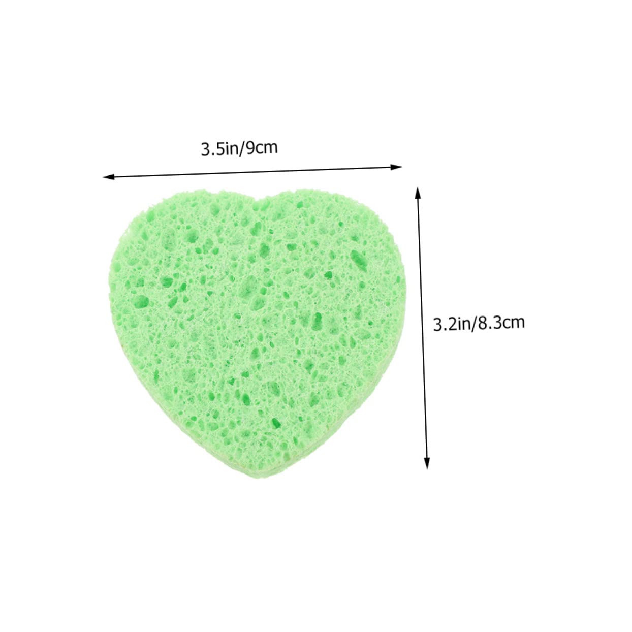 SAFIGLE 15pcs Heart Shaped Face Wash Make up Sponge Sponges Face Cleaning Sponge Reusable Makeup Pads Face Scrubber Pads Makeup Sponge Wood Pulp Fiber Sponge Light Green