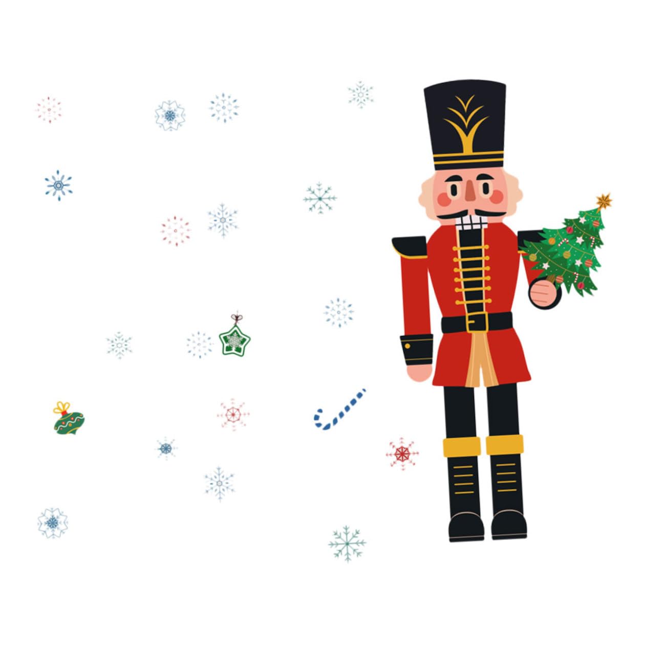 Hemobllo 3pezzi Adesivo Natalizio Per Finestre Nutcracker e Fiocchi Decorazione Murale Festiva Per Natale Facile Da Applicare e Rimovibile Per e Vetrine