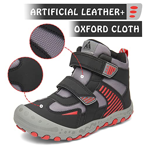 Mishansha Unisex-Child Outdoor Ankle Hiking Boots Boys Girls Trekking Walking Shoes with Hook and Loop2