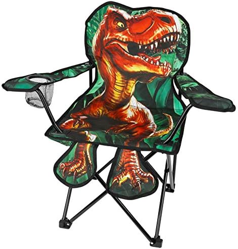 Toy To Enjoy Outdoor Dinosaur Chair for Kids – Foldable Children’s Chair for Camping, Tailgates, Beach, – Carrying Bag Included Mesh Cup Holder & Sturdy Construction. Ages 2 to 5 (Patent Pending)