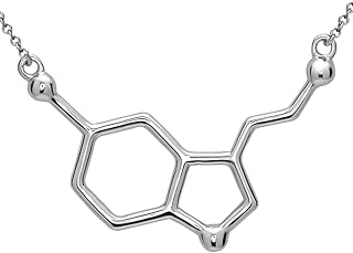 Silver Phantom Jewelry Serotonin Molecule Necklace in 925 Sterling Silver (Silver Finish)
