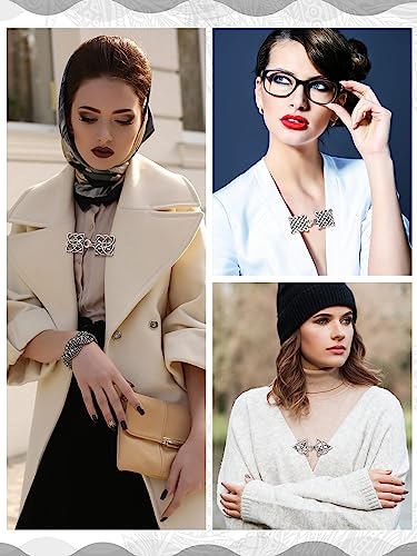 Syhood 5 Pieces Shawl Clips Cloak Clasp Cardigan Sweater Clips Vintage Collar Retro Cloak Brooches and Silver Shawl Pins4