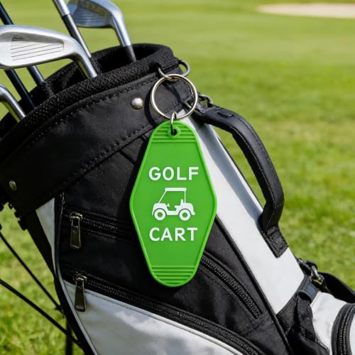 Image of 2pcs Golf Cart Keychain Plastic Retro Motel Golf Cart Key Chain for Women Men