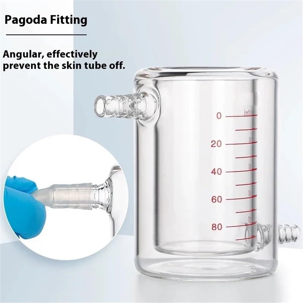 Vetreria da laboratorio Becher con camicia a doppio strato da 10 ml a 1000 ml, becher sperimentale con camicia da laboratorio in vetro borosilicato ad alto contenuto di borosilicato(50ML)