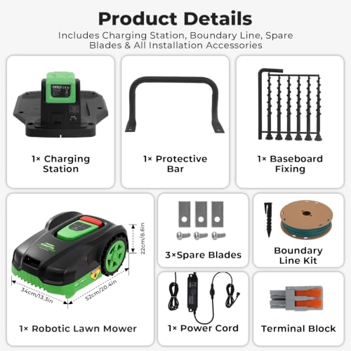 Image of Robot Lawn Mower, for 0.12 Acres,Wire-Free Robotic Lawnmower,with Border Lines,AI Obstacle Avoidance, App Control, 58dB Quiet, Multi-Zone Management