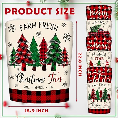 Image of TREWAVE Christmas Chair Covers Set of 6 Buffalo Plaid Chair Back Covers Holiday Dining Chair Slipcovers Protector Kitchen Dining Room Decor Festival Party Decoration