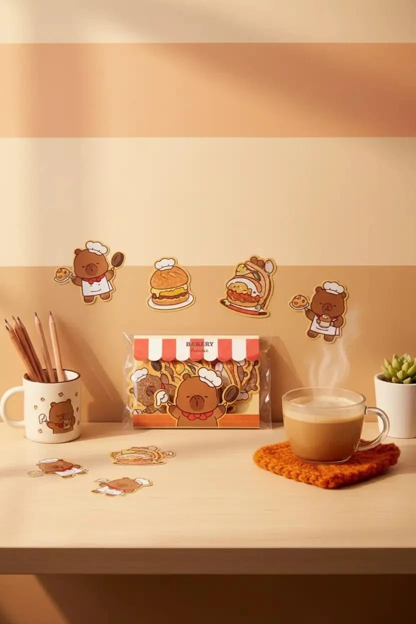 Miniso Lisanslı Pişirme Serisi Mimibara Temalı Sticker Seti Renkli Süsleme Çıkartmaları, 2025066810101
